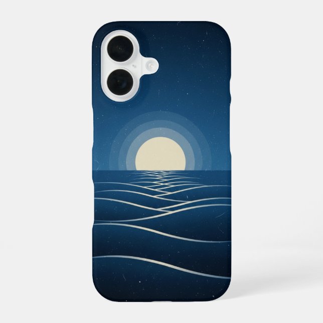 Coque iPhone 16 Vagues lunaires vintage (Verso)