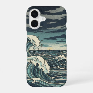 Coque iPhone 16 Vagues orageuses vintage