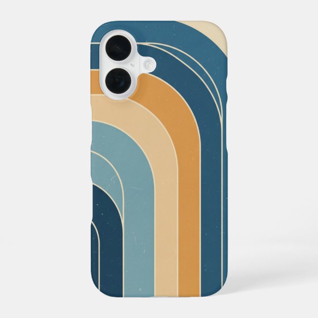 Coque iPhone 16 Vagues stylisées rétro (Verso)