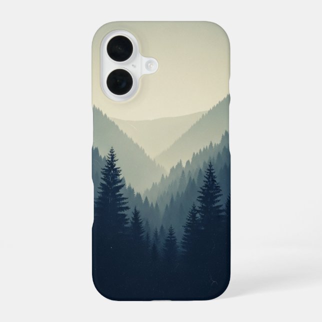 Coque iPhone 16 Vallée Rétro de Pins (Verso)