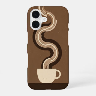 Coque iPhone 16 Vapeur de café géométrique rétro
