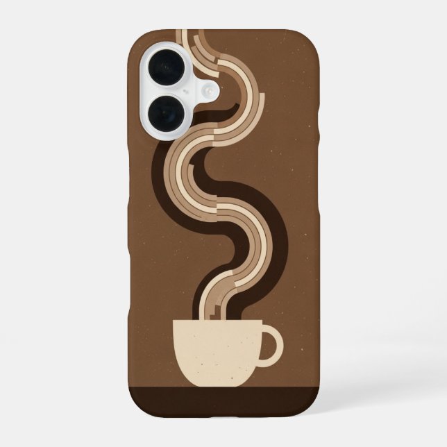 Coque iPhone 16 Vapeur de café géométrique rétro (Verso)