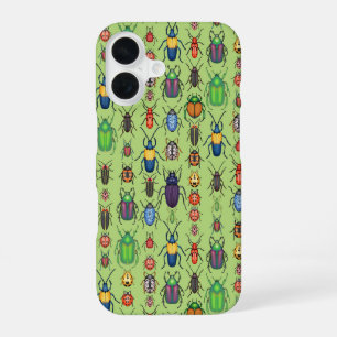 Coque iPhone 16 variété de coléoptères sur fond vert