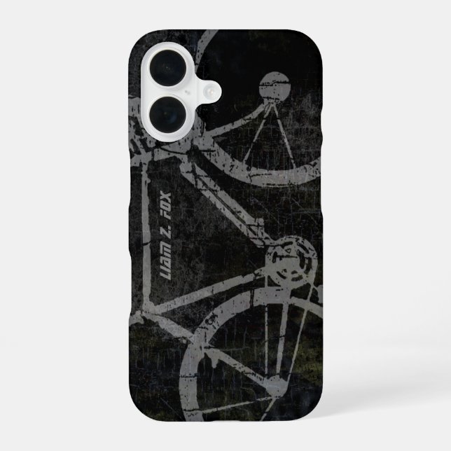 Coque iPhone 16 vélo gris sur noir (Verso)