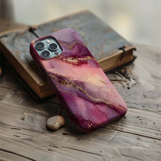 Coque iPhone 16 Velvet Amethyst – Téléphone en marbre rose pourpre (Créateur téléchargé)