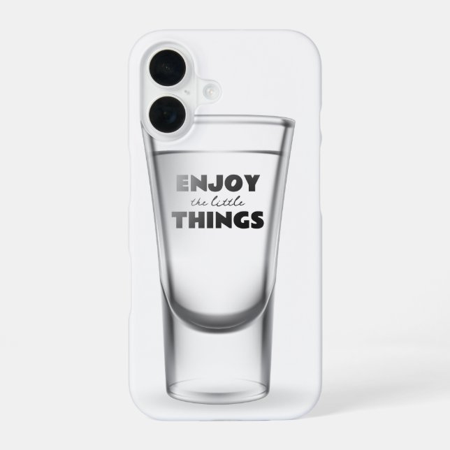 Coque iPhone 16 Verre à shot de fête avec texte (Verso)