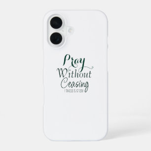 Coque iPhone 16 Verset biblique de prière chrétienne vert et blanc