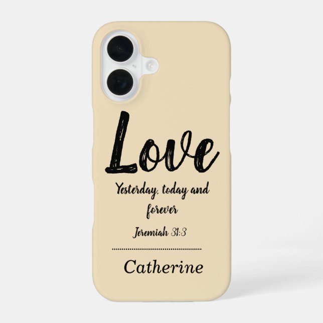 Coque iPhone 16 Verset de la Bible Beige (Verso)