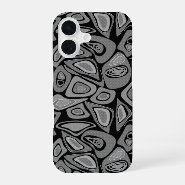 Coque iPhone 16 Vert, abstrait, rétro (Verso)