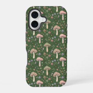 Coque iPhone 16 Vert Émeraude Riche Fungi Tons de Bijou Sans Coutu