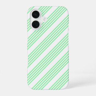 Coque iPhone 16 Vert et blanc cinq bandes motif