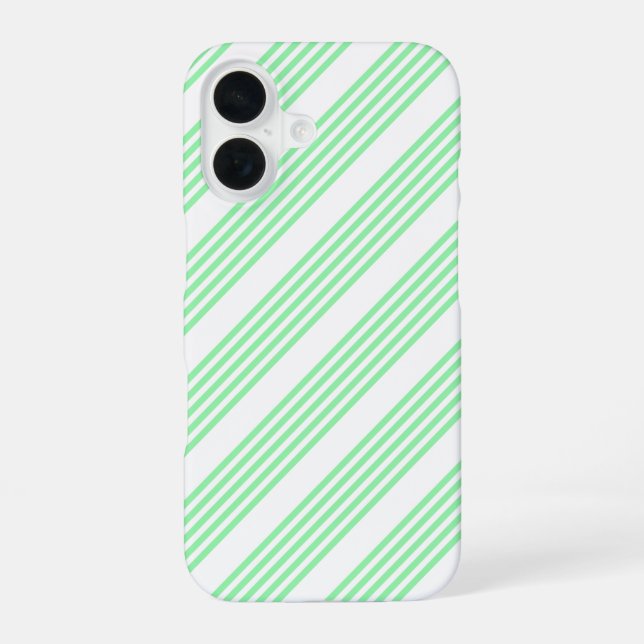 Coque iPhone 16 Vert et blanc cinq bandes motif (Verso)