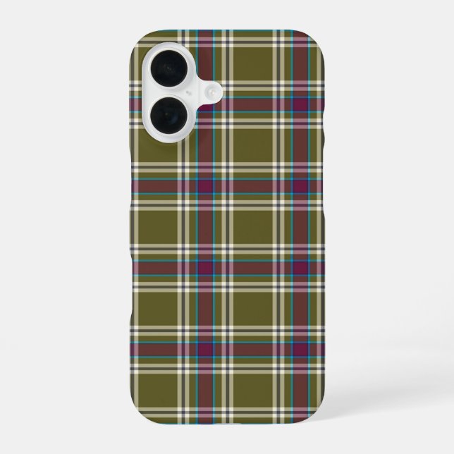 Coque iPhone 16 Vert mousse et carreaux violets (Verso)