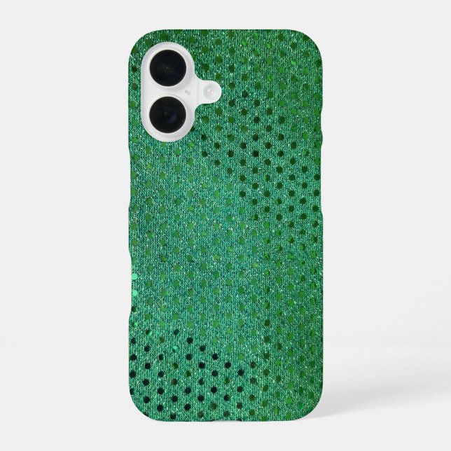 Coque iPhone 16 Vert Paillettes Scintillement (Verso)