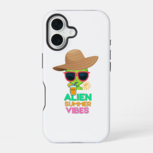 Coque iPhone 16 Vibes de plage estivale rétro alien