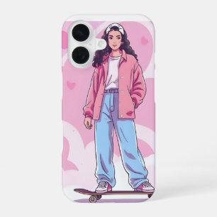 Coque iPhone 16 Vibes filles de patinage - Pastel Collage esthétiq