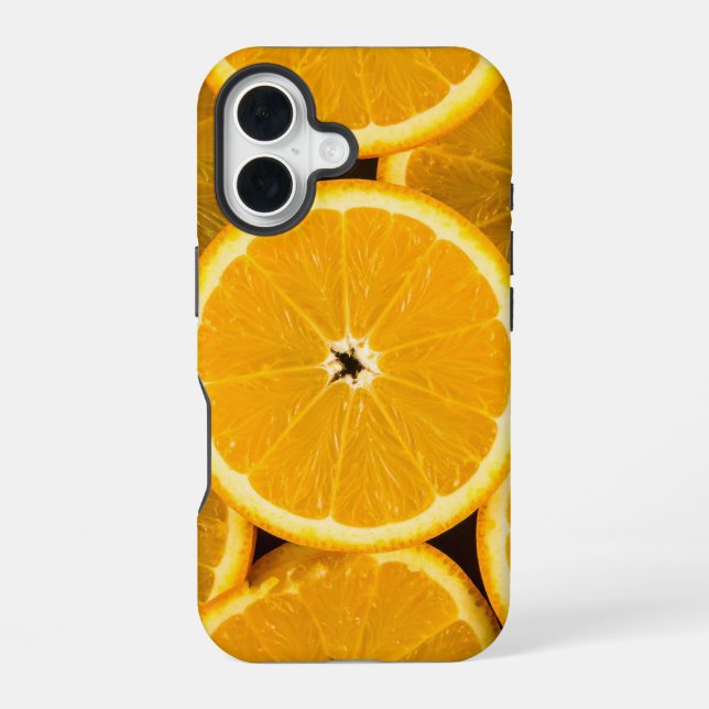 Coque iPhone 16 Vibrant Photo de Motif de fruits d'agrumes orange (Verso)
