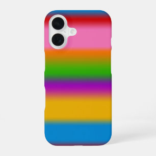 Coque iPhone 16 Vibrantes rayures dégradées arc-en-ciel multicolor