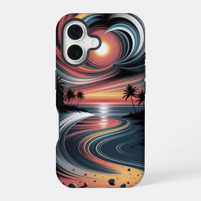 Coque iPhone 16 Vibrations Tropicales Psychédéliques (Verso)