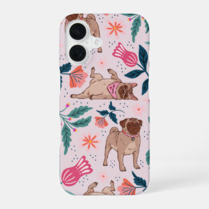 Coque iPhone 16 Vie de carlin en fleur mignon chien floral