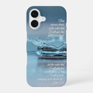 Coque iPhone 16 Vie d'eau bleue ne jamais avoir soif Verset bibliq