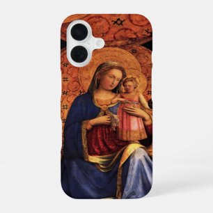 Coque iPhone 16 VIERGE À L'ENFANT ET SAINTS, bleu noir