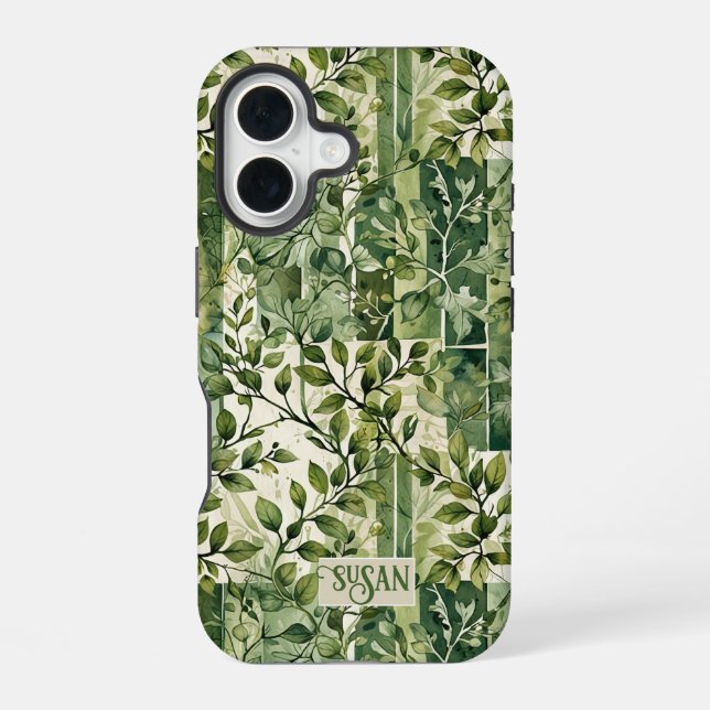 Coque iPhone 16 Vignes vertes sauvages feuillues (Verso)