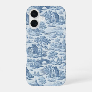 Coque iPhone 16 Village Blue Toile