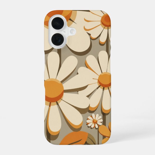 Coque iPhone 16 Vintage Daisies with Round Petals (Verso)