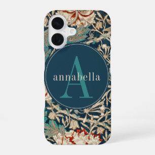 Coque iPhone 16 Vintage Dark William Morris Tapestry Monogramme