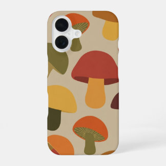 Coque iPhone 16 Vintage Natural Mushroom Pattern