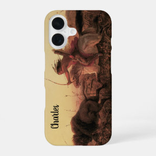 Coque iPhone 16 Vintage Ouest, Chasse aux buffles indiens par Char
