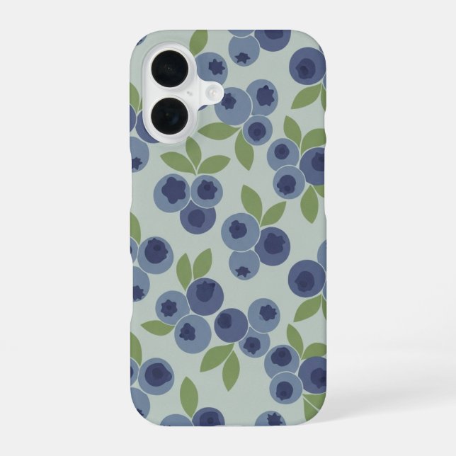 Coque iPhone 16 Vintage Pattern with Stylized Blueberries (Verso)