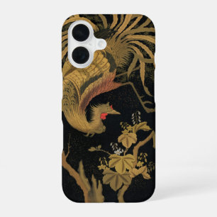 Coque iPhone 16 Vintage Phoenix Gold Black Bird japonais