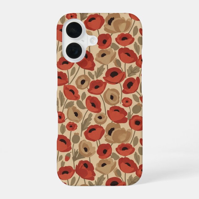 Coque iPhone 16 Vintage Poppy Bouquet (Verso)