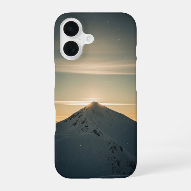 Coque iPhone 16 Vintage Snowy Mountain Peak (Verso)