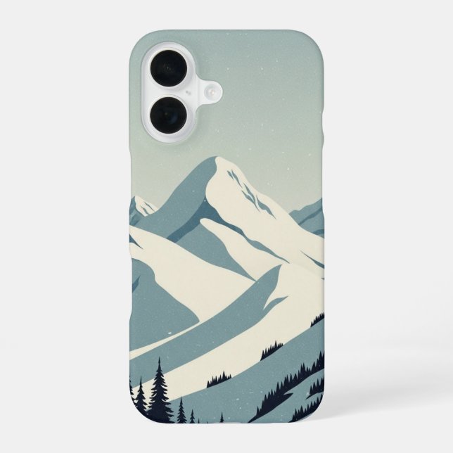 Coque iPhone 16 Vintage Snowy Peaks (Verso)