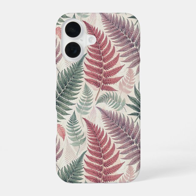 Coque iPhone 16 Vintage-style botanical fern leaves (Verso)