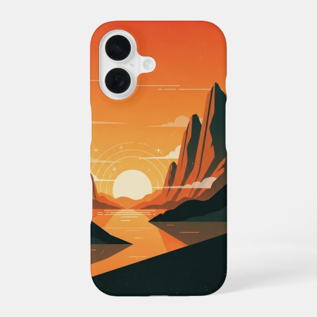 Coque iPhone 16 Vintage Sunset on the Mountains (Verso)