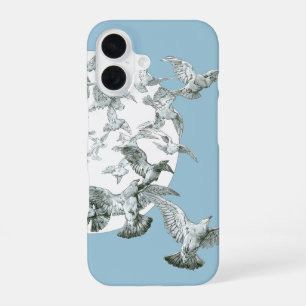 Coque iPhone 16 Vintage volée d'oiseaux Art Nouveau avec Pleine lu
