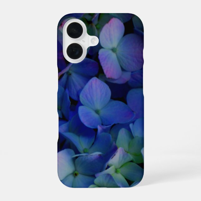 Coque iPhone 16 Violet pourpre rose bleu hortensias fleur floral (Verso)