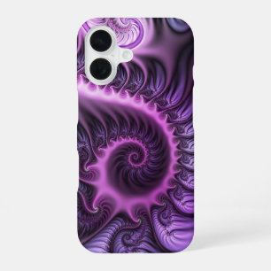 Coque iPhone 16 Vivid Cool Abstrait rose violet Fractal Art Spiral