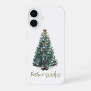 Coque iPhone 16 Vœux de fête. Conception d'arbre de Noël