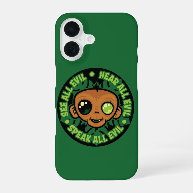 Coque iPhone 16 Voir, Entendre et Dire tout Mal Singe (Verso)