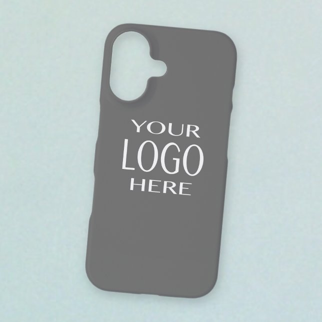 Coque iPhone 16 Votre logo | Simple remplacement de logo/Grey iPho (Créateur téléchargé)