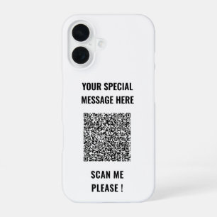 Coque iPhone 16 Votre texte personnalisé pour code QR Étui iPhone