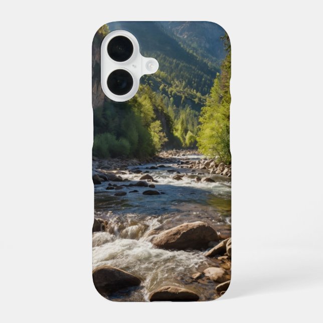 Coque iPhone 16 Vue sur la rivière Alpine (Verso)