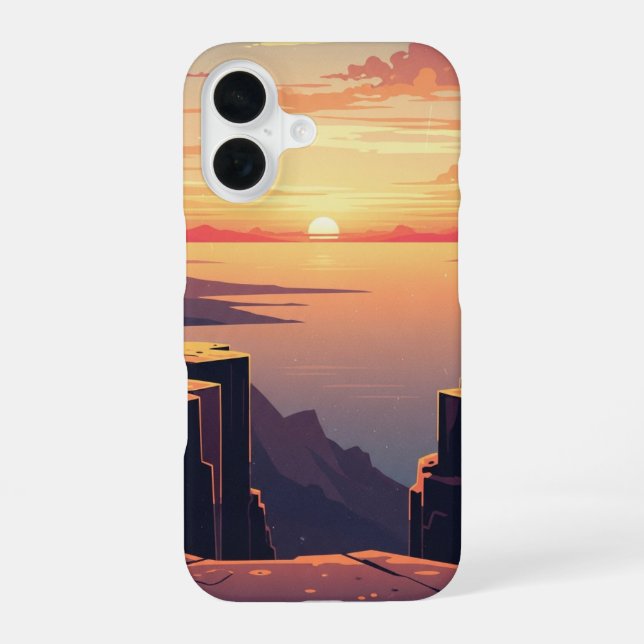 Coque iPhone 16 Vue vintage des falaises maritimes (Verso)