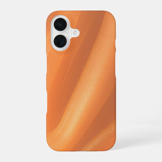 Coque iPhone 16 Warm Flowing Orange Abstract Marble Phone Case (Verso)