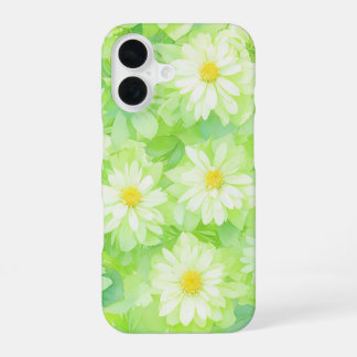Coque iPhone 16 Watercolor White Flowers & Leaves Phone Case